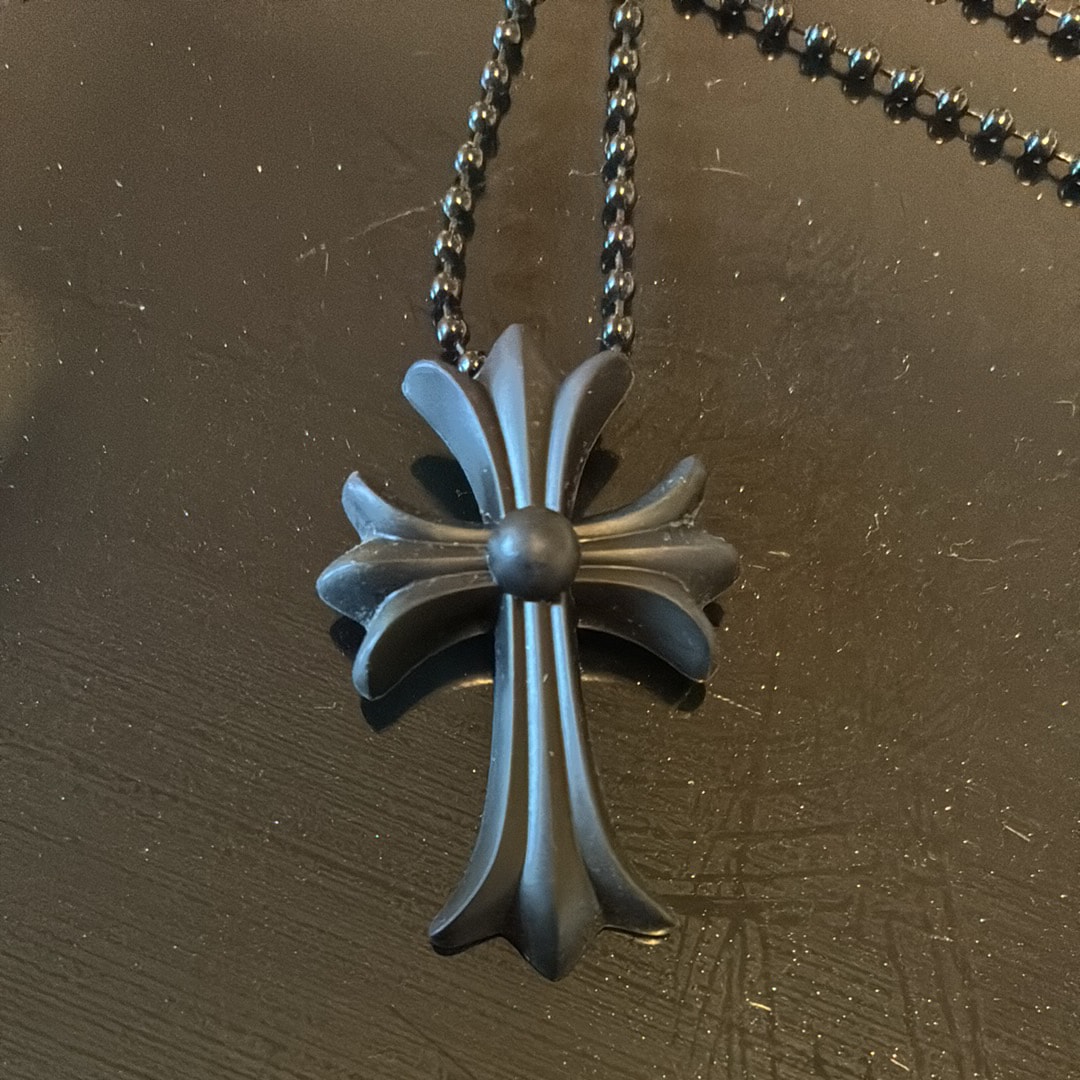 Chrome Hearts Rubber Small CH Cross Silicon Necklace "Black"