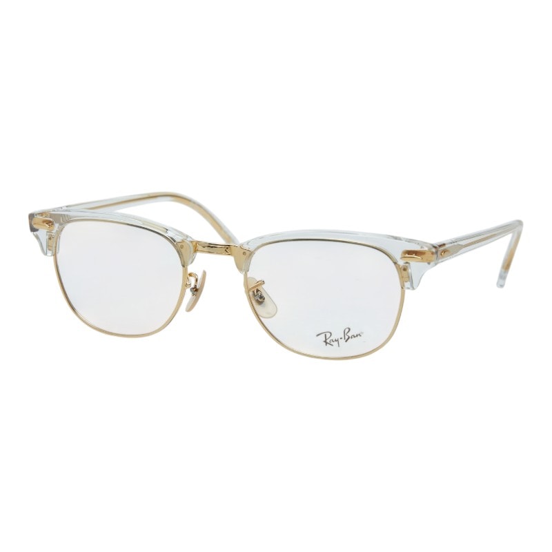レイバン ロゴ メガネ RB5154 ゴールド クリア プラスチック メッキ レディース Ray-Ban 中古