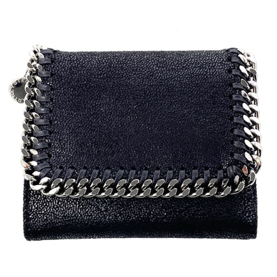 Stella McCartney ステラマッカートニー ファラベラ スモール フラップ ウォレット 三つ折り財布 431000 ポリエステル 合成皮革 ブラック レディース【中古】