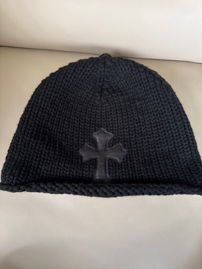 Chrome Hearts Beanie Cash Leather Cross Patch Cross Ball Cashmere "Dark Gray"