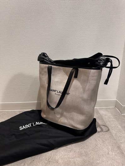 Saint Laurent Teddy rayon Tote Bag "White / Black"