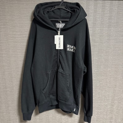 WACKO MARIA Washed Heavy Weight Zip Hooded Sweat Shirt "Black"