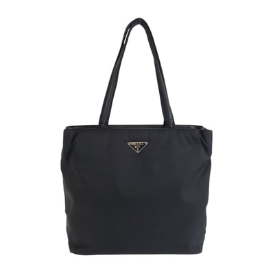 美品 PRADA プラダ テスート 三角ロゴプレート ブラック 黒 シルバー金具 ナイロン レザー/ トートバッグ ショルダーバッグ 602863 【中古】