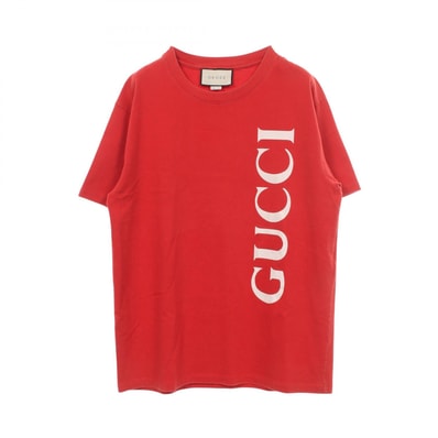 グッチ GUCCI ロゴ カットソー 衣料品 トップス コットン メンズ レッド系 / ホワイト系 【中古】