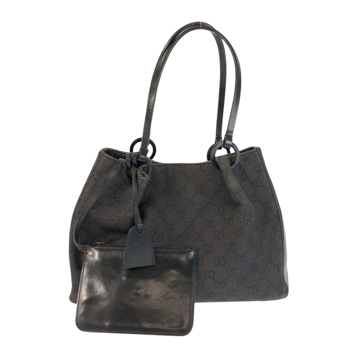 GUCCI グッチ ブラック 黒 シルバー金具 GGキャンバス レザー/ トートバッグ ショルダーバッグ 600710 【中古】