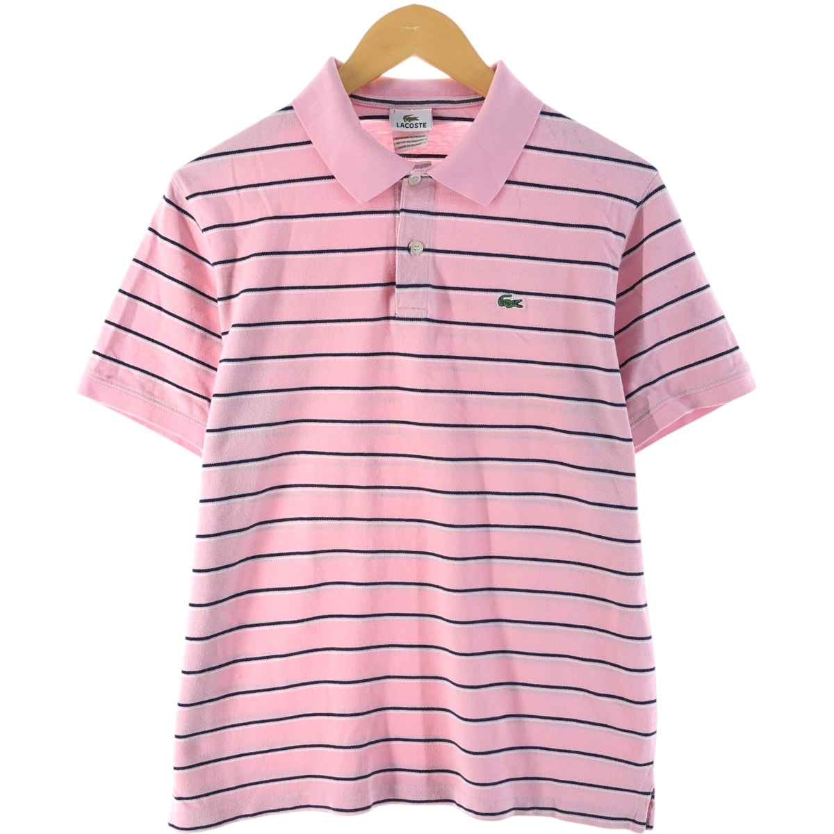 古着 ラコステ LACOSTE 半袖 ボーダー ポロシャツ フランス製 7 メンズL相当/eaa537173