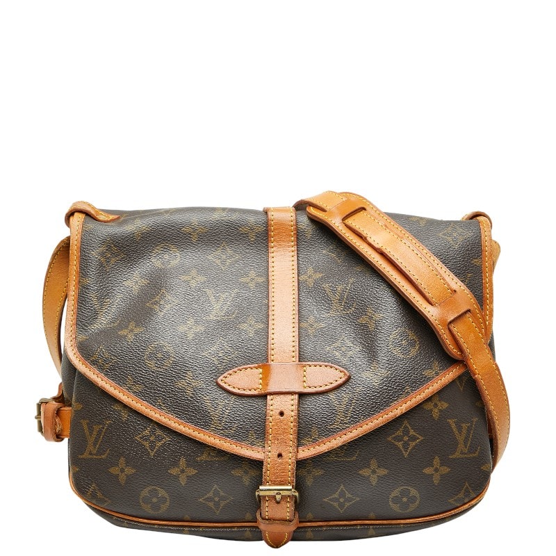 ルイ ヴィトン モノグラム ソミュール30 斜めがけ ショルダーバッグ M42256 ブラウン PVC レザー レディース LOUIS VUITTON 【中古】