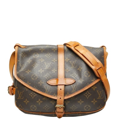 ルイ ヴィトン モノグラム ソミュール30 斜めがけ ショルダーバッグ M42256 ブラウン PVC レザー レディース LOUIS VUITTON 【中古】