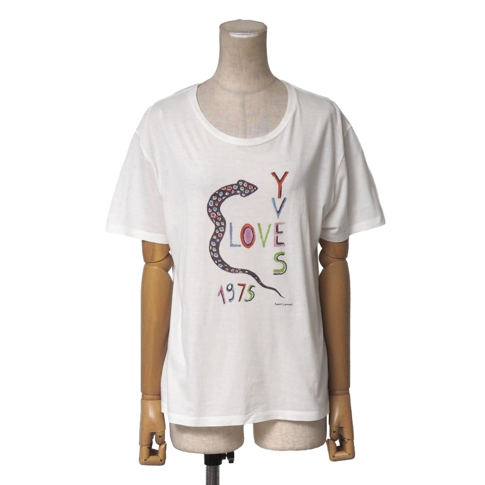 ■美品■SAINT LAURENT PARIS サンローランパリ 半袖Tシャツ サイズL 1975 LOVE クルーネック イタリア製 ブランド古着【中古】20260729/RB0260