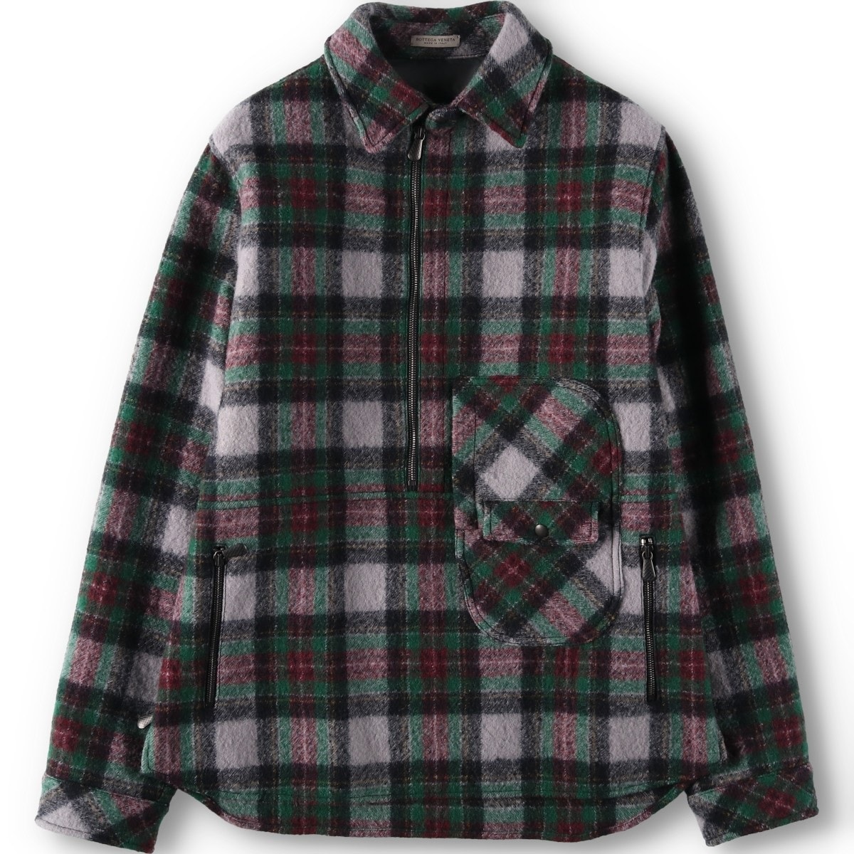 古着 ボッテガヴェネタ BOTTEGA VENETA ハーフジップ プルオーバー ウールシャツジャケット イタリア製 メンズL相当/yaa000706