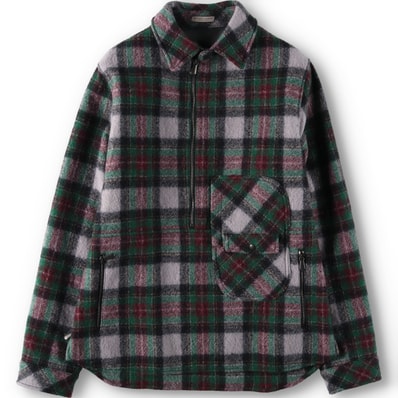 古着 ボッテガヴェネタ BOTTEGA VENETA ハーフジップ プルオーバー ウールシャツジャケット イタリア製 メンズL相当/yaa000706