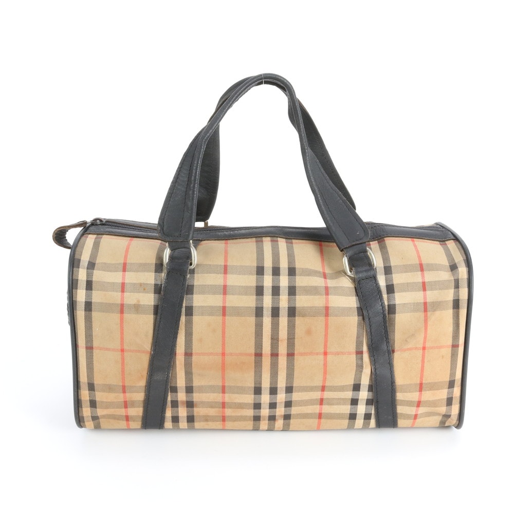 C (やや傷や汚れあり)】バーバリー ノバ チェックミニ ボストン