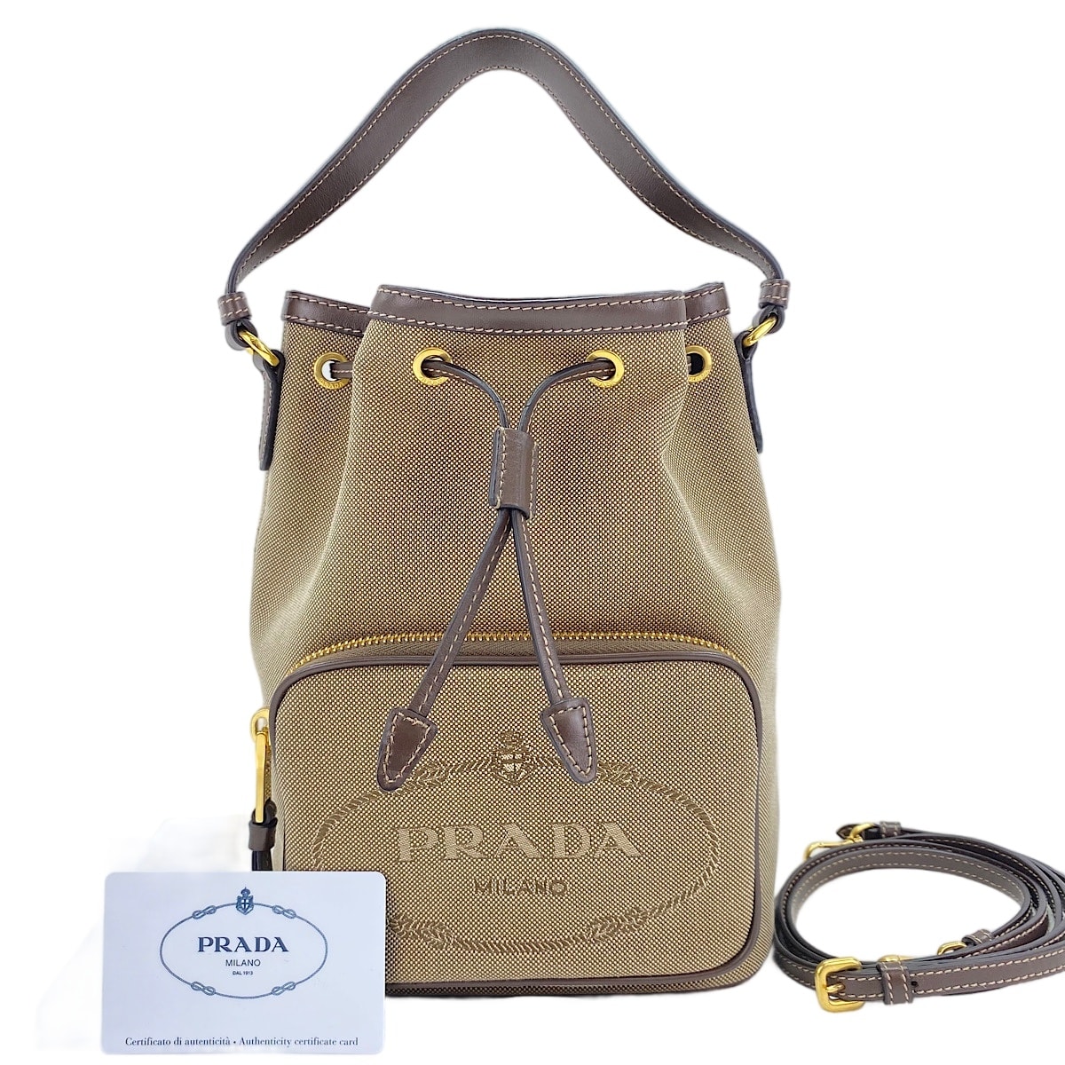 プラダ PRADA キャンバス, GGエンボス デュエット ロゴジャガード 2WAY ハンドバッグ【中古】