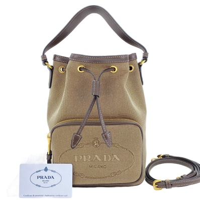 プラダ PRADA キャンバス, GGエンボス デュエット ロゴジャガード 2WAY ハンドバッグ【中古】