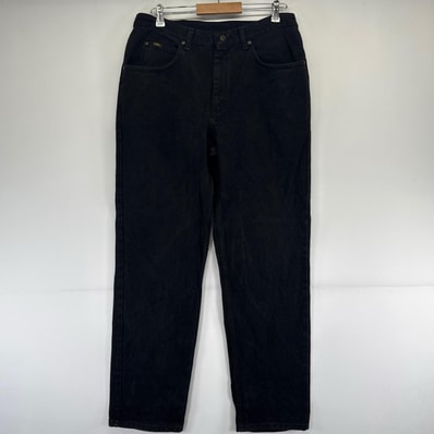 古着 リー Lee デニム パンツ デニムパンツ ブラックデニム ジーパン レザーパッチ 36×32 ブラック系 メンズ