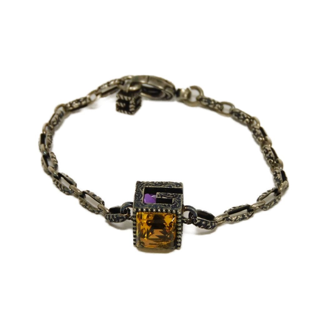 【極美品】GUCCI グッチ スクエアG アラベスク ブレスレット 未使用に近い】GUCCI Gキューブ クリスタル ブレスレット