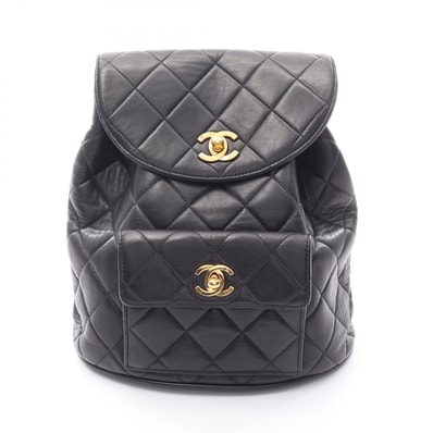 シャネル CHANEL マトラッセ リュックサック バックパック バッグ ラムスキン(羊革) レディース ブラック系 【中古】