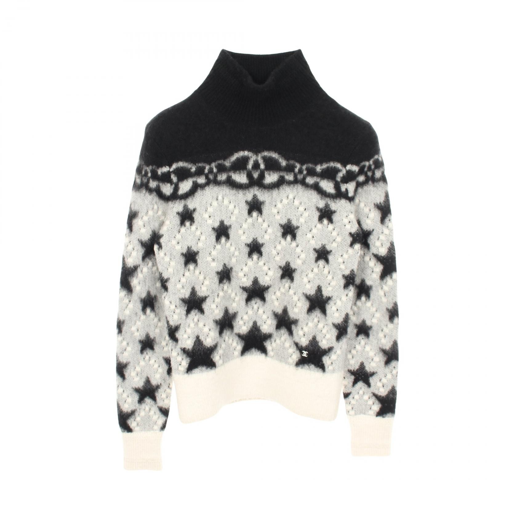 シャネル CHANEL ココマーク ニット 衣料品 トップス カシミヤ シルク レディース ブラック系 / グレー系 / ホワイト系 P74521K10862 【中古】