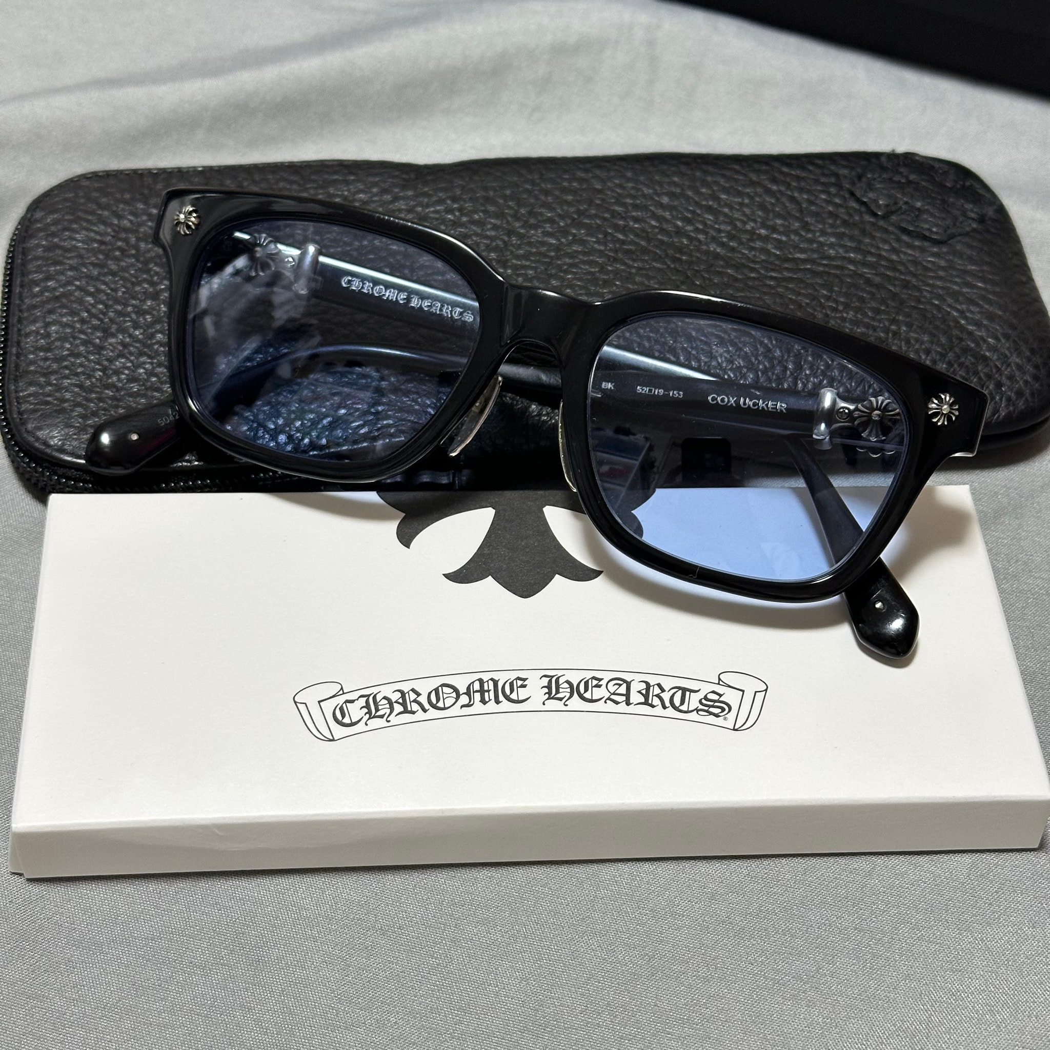 Chrome Hearts 52 19-153 COX UCKER 925 CH Plus Sunglasses "Matte Black/Blue"