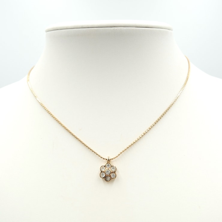 Christian Dior(クリスチャン・ディオール)フラワーモチーフ ヴィンテージ ネックレス ラインストーン ゴールド レディース アクセサリー【中古】
