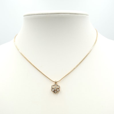 Christian Dior(クリスチャン・ディオール)フラワーモチーフ ヴィンテージ ネックレス ラインストーン ゴールド レディース アクセサリー【中古】