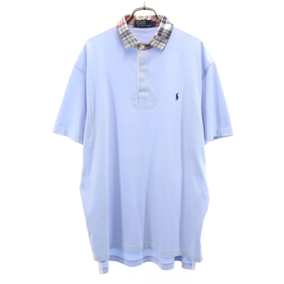 Polo by Ralph Lauren ポロバイラルフローレン 半袖 ポロシャツ L ブルー系 比翼