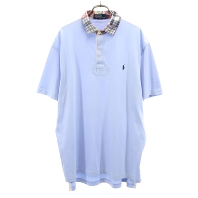 Polo by Ralph Lauren ポロバイラルフローレン 半袖 ポロシャツ L ブルー系 比翼