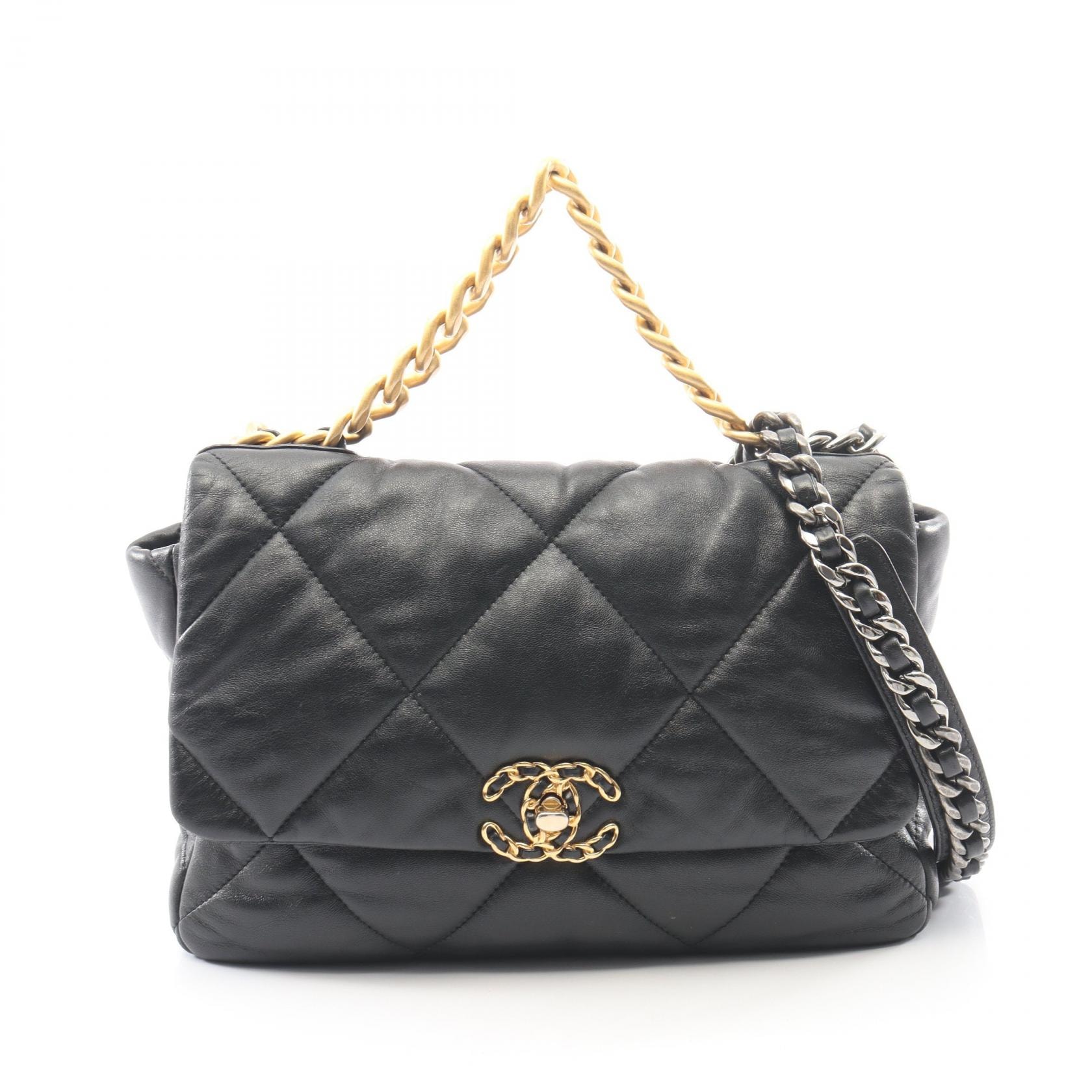 シャネル CHANEL 19 ディズヌフ マトラッセ コンビ金具 2WAY ショルダーバッグ バッグ ラムスキン(羊革) レディース ブラック系 AS1161 【中古】