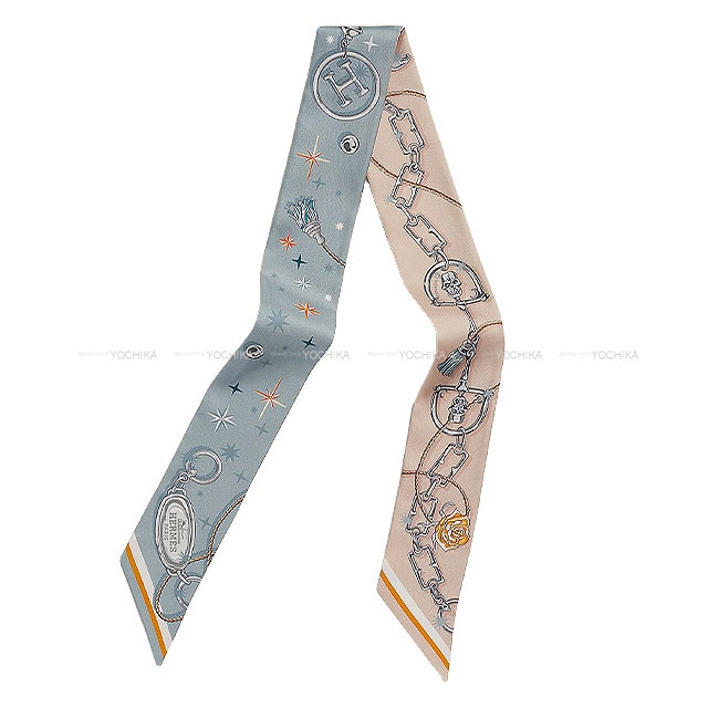 HERMES エルメス スカーフ ツイリー セラフェット ブルーグラシエ/ローズプードル/グレー シルク100% H062743S 14 新品
