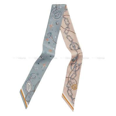 HERMES エルメス スカーフ ツイリー セラフェット ブルーグラシエ/ローズプードル/グレー シルク100% H062743S 14 新品