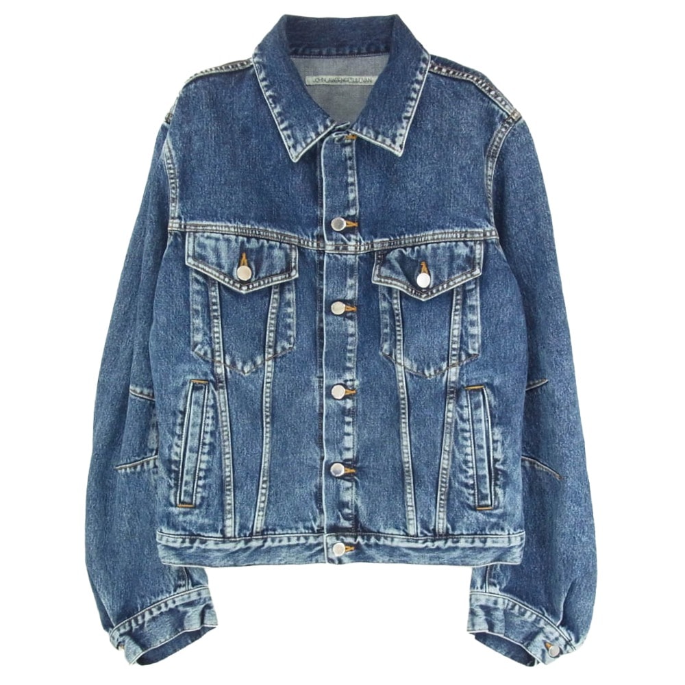 JOHN LAWRENCE SULLIVAN ジョンローレンスサリバン デニムジャケット 1B011-0325-36 WASHED DENIM MASSIVE ROUNDED SLEEVE ウォッシュド デニム ジャケット Gジャン インディゴ系 48【中古】