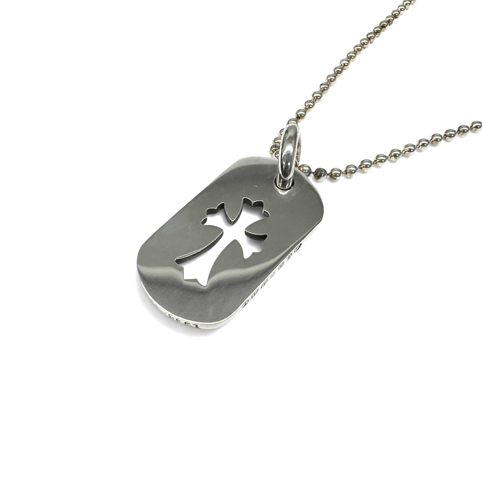 CHROME HEARTS 美品 クロムハーツ DOG TAG SML CO CH CROSS CHクロス カットアウト ドッグタグ ネックレス インボイス・袋付属 シルバー チョーカー チャーム クロム アクセサリー ABランク 中古 鑑定済