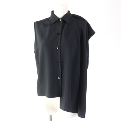 BALENCIAGA Sleeveless Asymmetric Blouse "Black"
