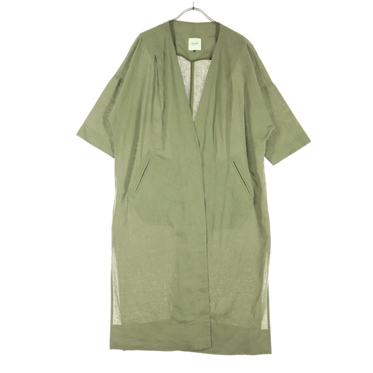 美品 BEAMS HEART ビームスハート 5分袖 カーディガン カーキ