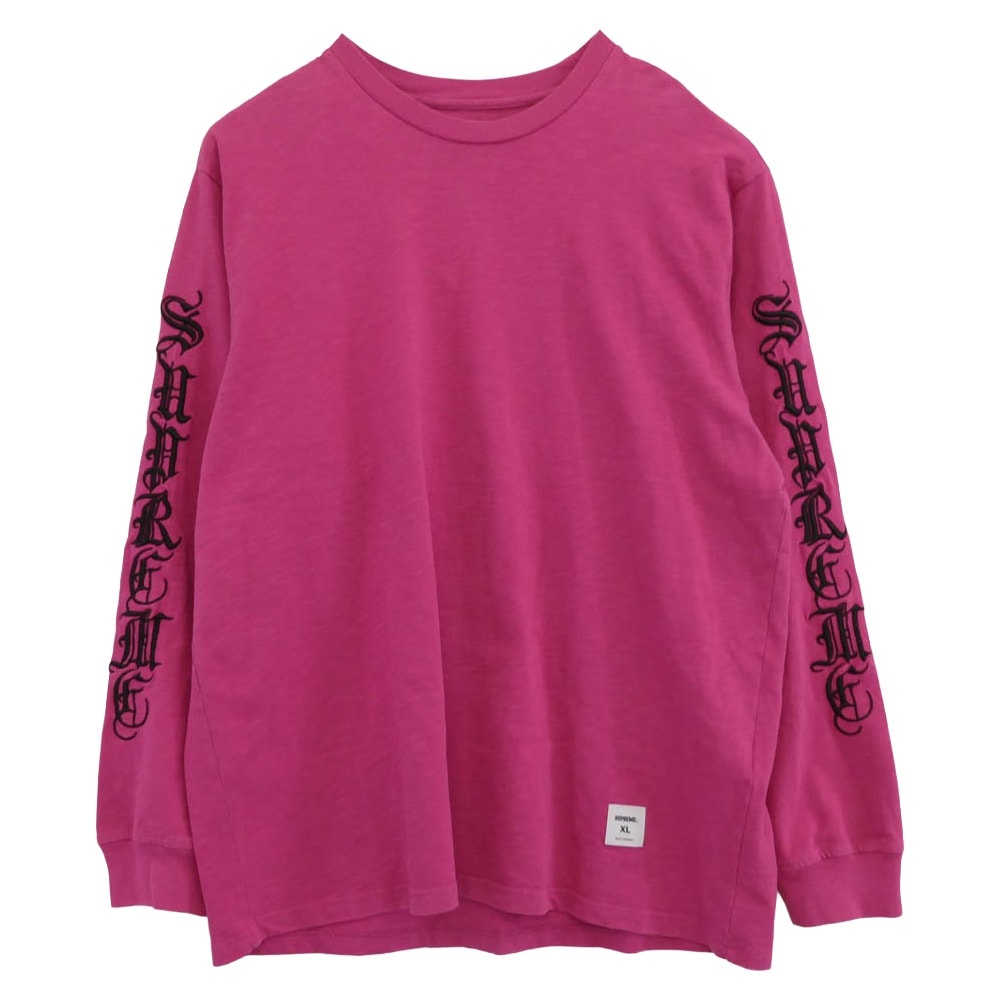 Supreme シュプリーム Tシャツ 24AW Old English L/S Top Pink オールド イングリッシュ ロゴ 長袖 カットソー Tシャツ ピンク系 XL【中古】