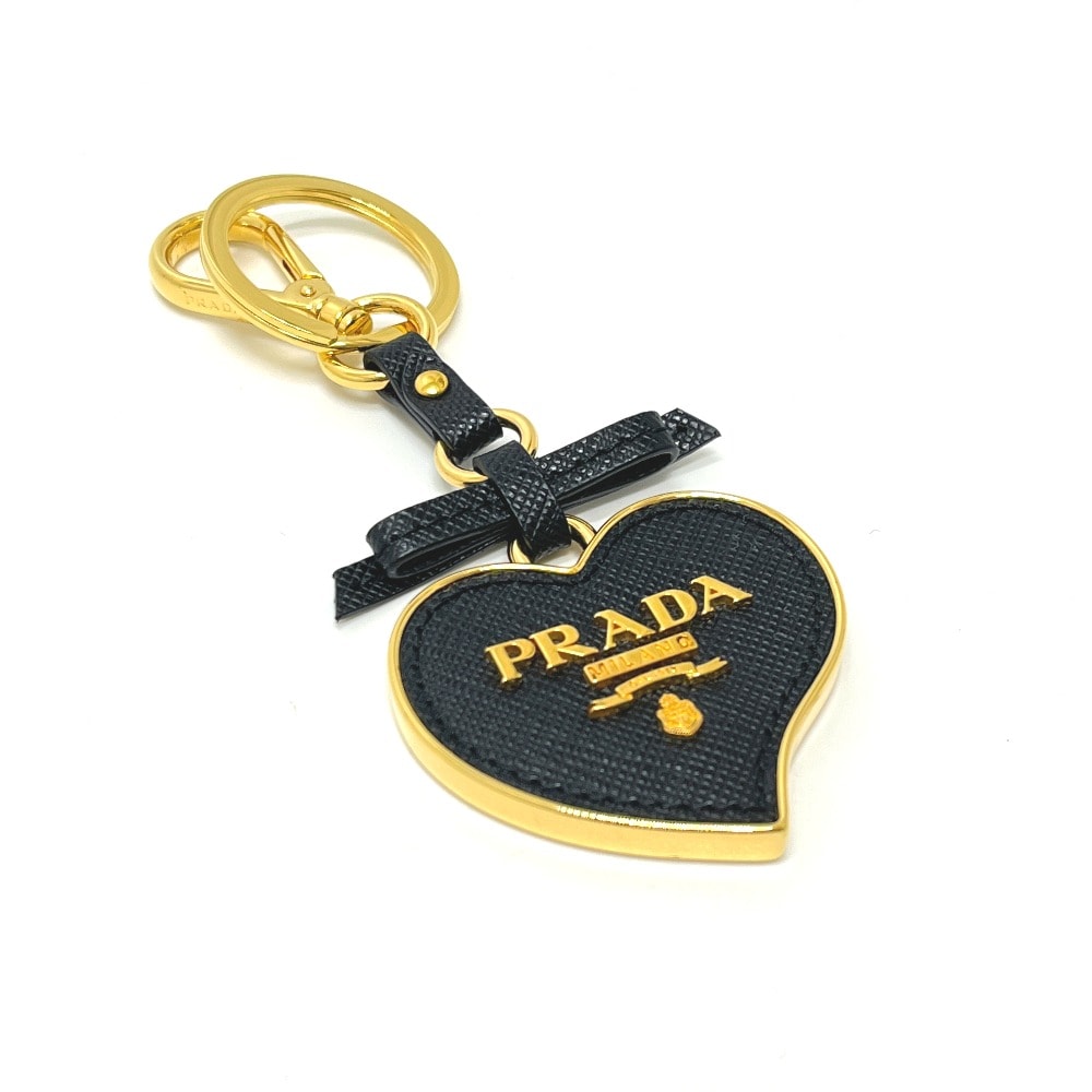 プラダ PRADA トリック ハート キーホルダー 1TL126 サフィアーノ トイズ ハート キーリング バックチャーム キーホルダー サフィアーノレザー ブラック