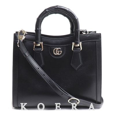 GUCCI グッチ ダイアナ ミディアム バンブー トートバッグ ブラック 832982 レディース【中古】