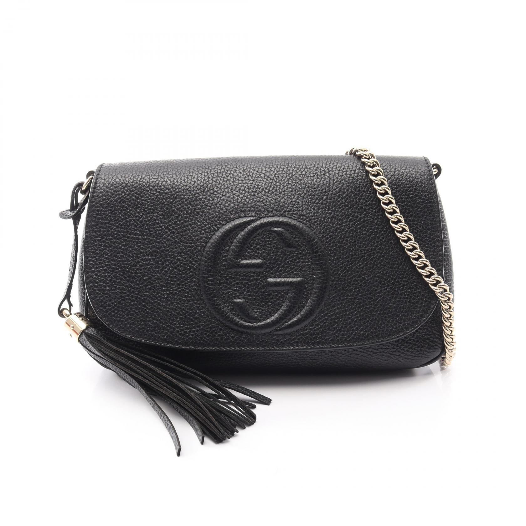 グッチ GUCCI ソーホー インターロッキングG ショルダーバッグ バッグ レザー レディース ブラック系 536224 【中古】