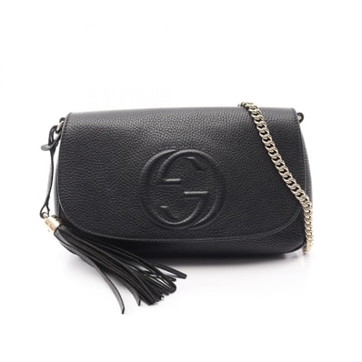 グッチ GUCCI ソーホー インターロッキングG ショルダーバッグ バッグ レザー レディース ブラック系 536224 【中古】