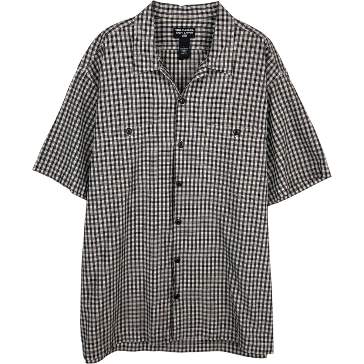 古着 00年代 ラルフローレン Ralph Lauren POLO JEANS COMPANY チェック柄 半袖 オープンカラー コットンシャツ メンズL相当/eaa477621