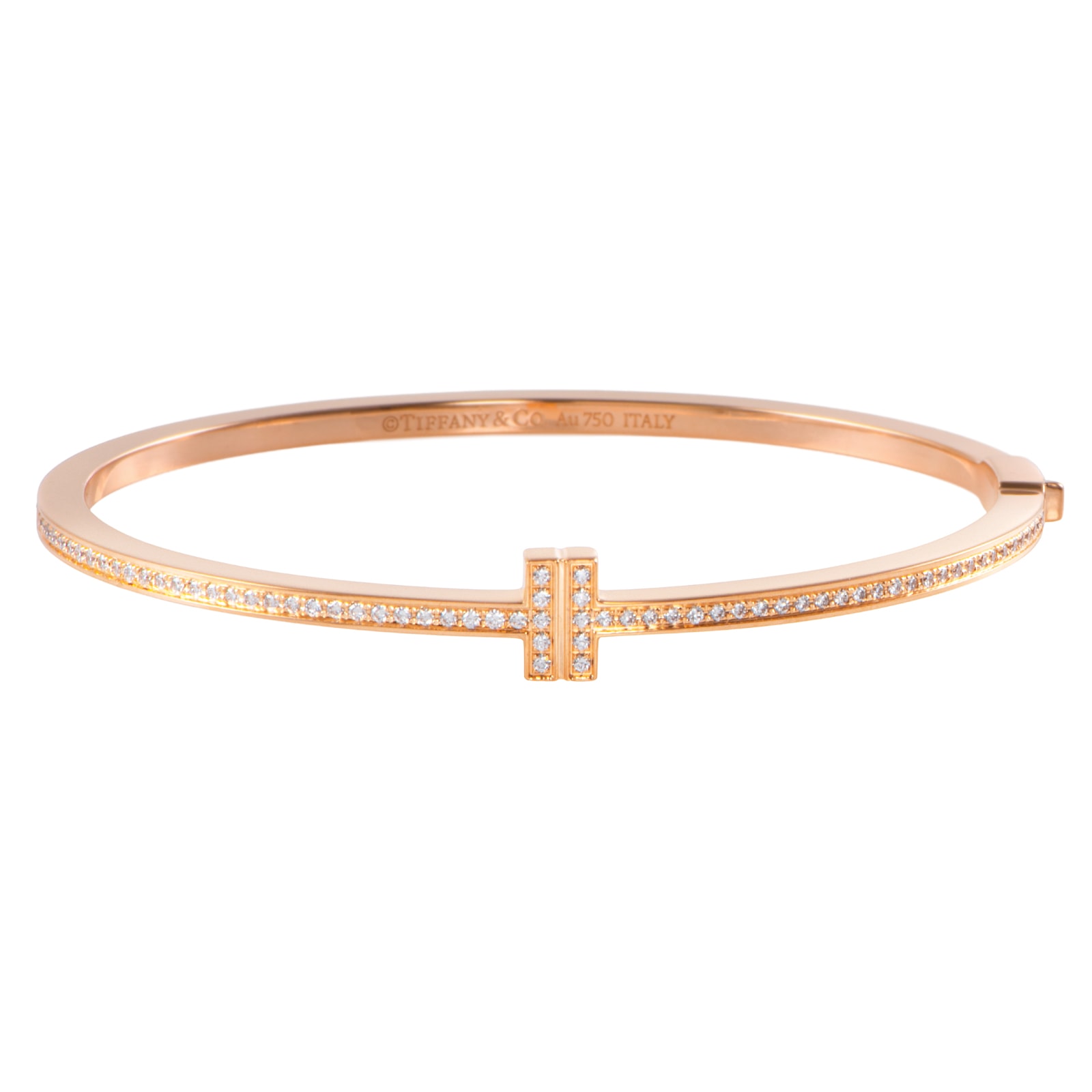 TIFFANY&Co. ティファニー ティファニーT ダイヤモンド ヒンジ ワイヤー バングル ブレスレット K18RG ダイヤモンド ピンク ゴールド【中古】