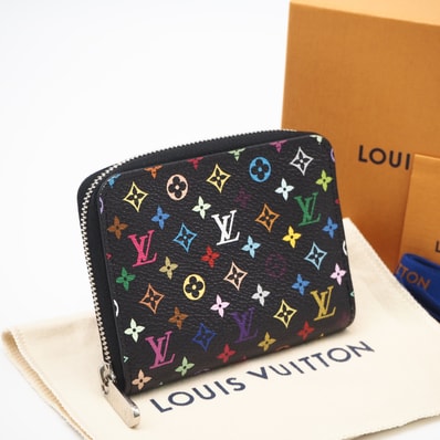 美品 LOUIS VUITTON ルイ・ヴィトン モノグラム マルチカラー LV×TM ジッピーコインパース M13409 コインケース ブラック マルチカラー コーティングキャンバス レザー レディース