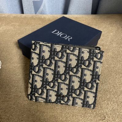 Dior Oblique Jacquard Wallet "Beige/Black"