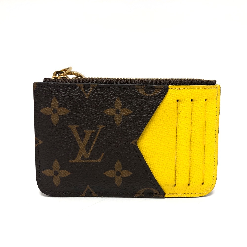 ルイヴィトン LOUIS VUITTON ポルト カルト ロミー M81882 モノグラム カードケース 小銭入れ コインケース コインケース モノグラムキャンバス ジョーヌ ブラウン×イエロー 美品
