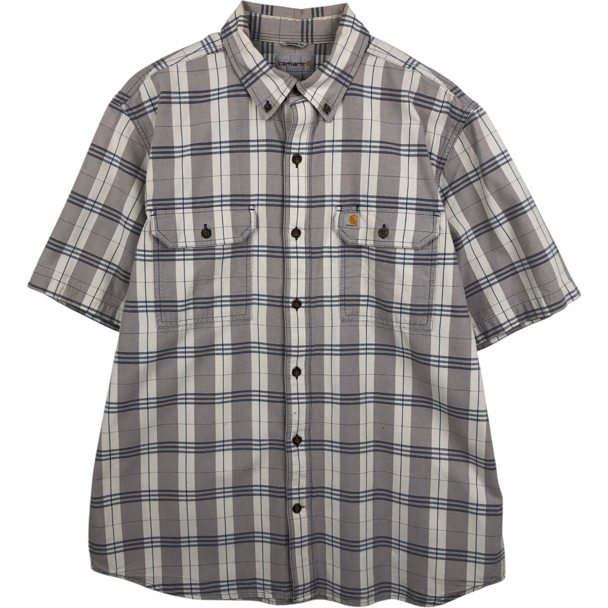 古着 カーハート Carhartt ORIGINAL FIT チェック柄 半袖 ワークシャツ メンズL相当/eaa477537