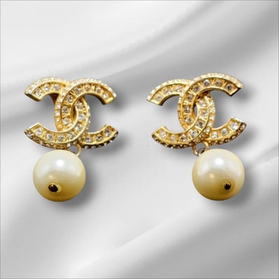 CHANEL シャネル ピアス 両耳用 ココマーク ストーン フェイクパール A15 ビンテージ ★おすすめ★