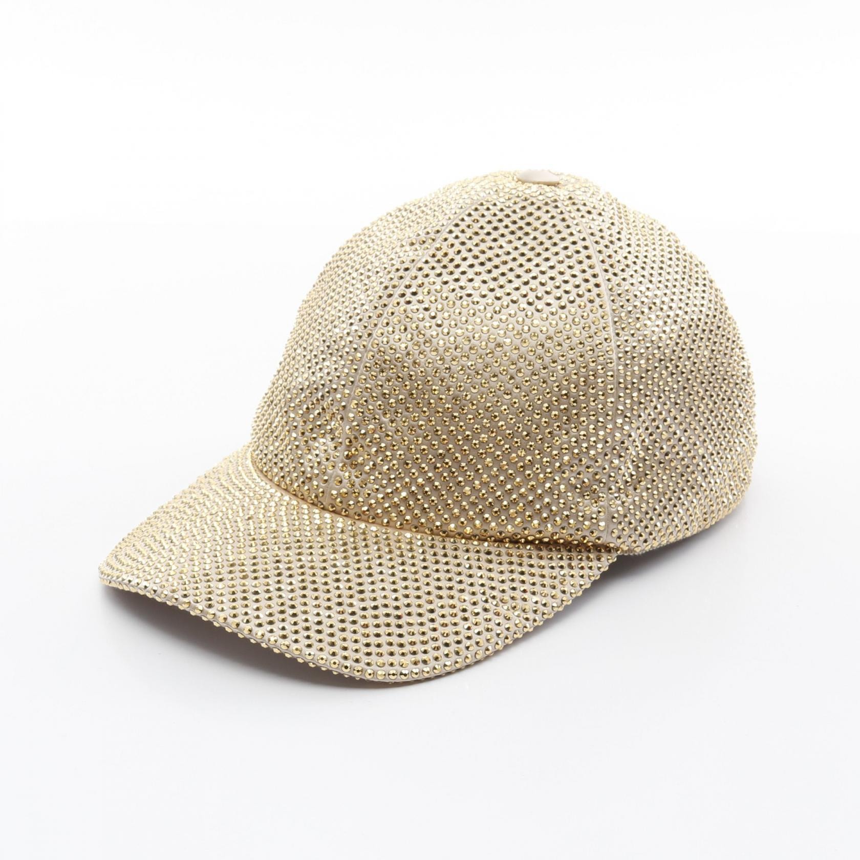 プラダ PRADA キャップ 帽子 シルク ビスコース レディース ゴールド系 1HC2742CLAF0522 【中古】