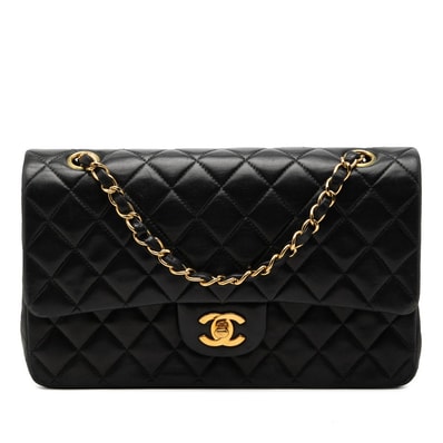 シャネル ココマーク マトラッセ25 ダブルフラップ チェーン ショルダーバッグ ネイビー ラムスキン レディース CHANEL 【中古】