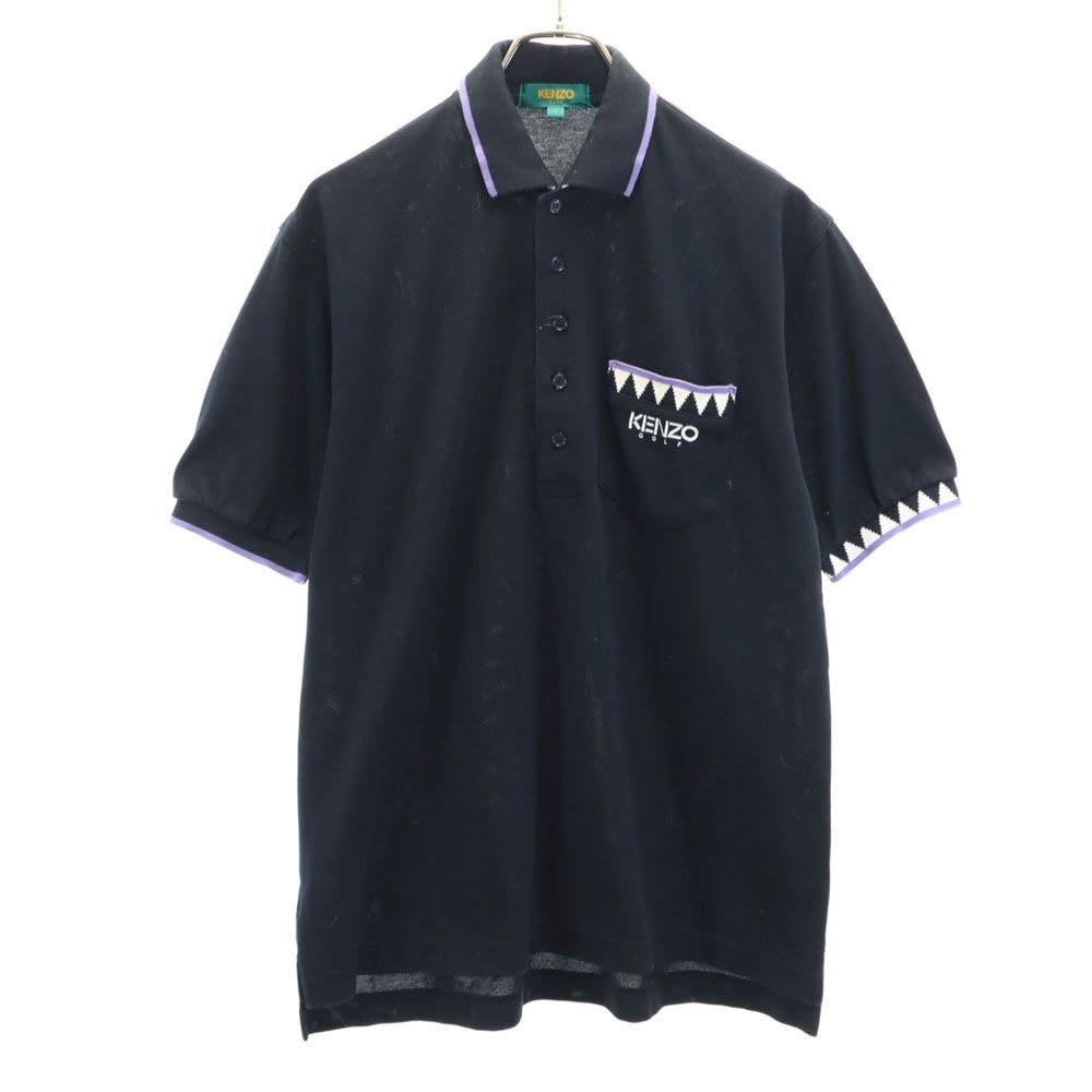 KENZO GOLF ケンゾーゴルフ 90s 日本製 オールド ゴルフ 半袖 ポロシャツ 3 ブラック 鹿の子