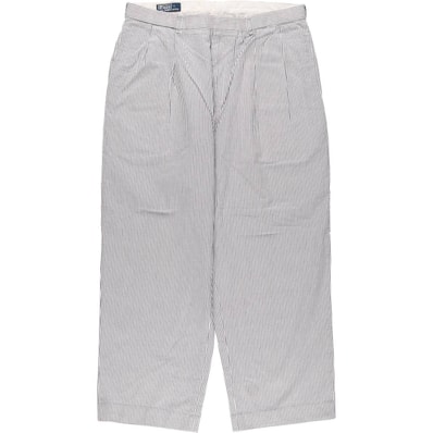 古着 ラルフローレン Ralph Lauren POLO by Ralph Lauren ストライプ柄 シアサッカー ツータック コットン スラックスパンツ メンズw35相当/eaa570618